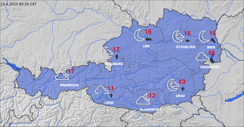 AustroControl Wetterkarte für Österreich